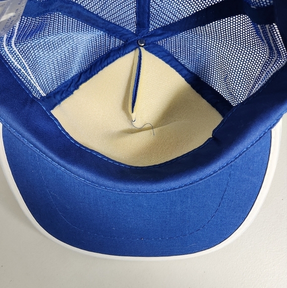 Vintage Lifschultz Freight Blue and White Three Stripe Snapback Trucker Hat - Picture 6 of 8